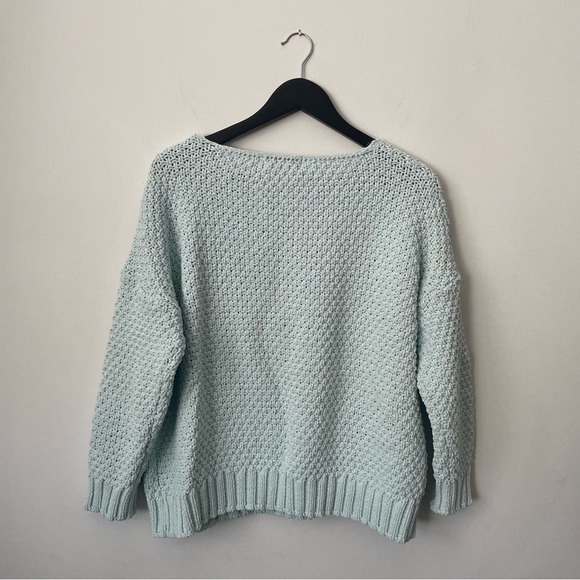 Baby Blue Scoop Neck Knit Sweater - Picture 3 of 4
